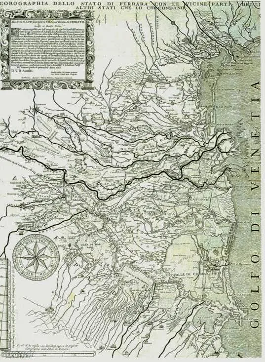 Carta del delta del Po nel 1603, prima degli effetti del Taglio di Porto Viro